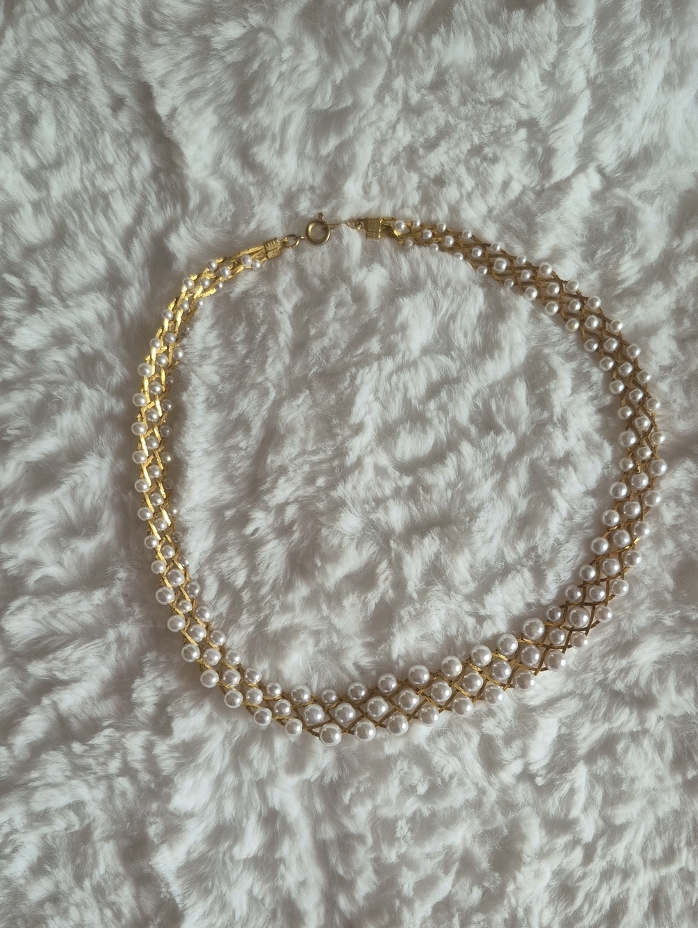 🎈Vintage Gold Tone Faux Pearl Choker